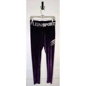 Size XL Plein Sport Purple Ex Boyfriend Velvet Leggings Rhinestone Bling